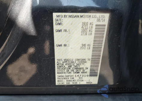 2015 Nissan Altima 2.5 Sv from USA, damaged, VIN 1N4AL3AP1FC147319